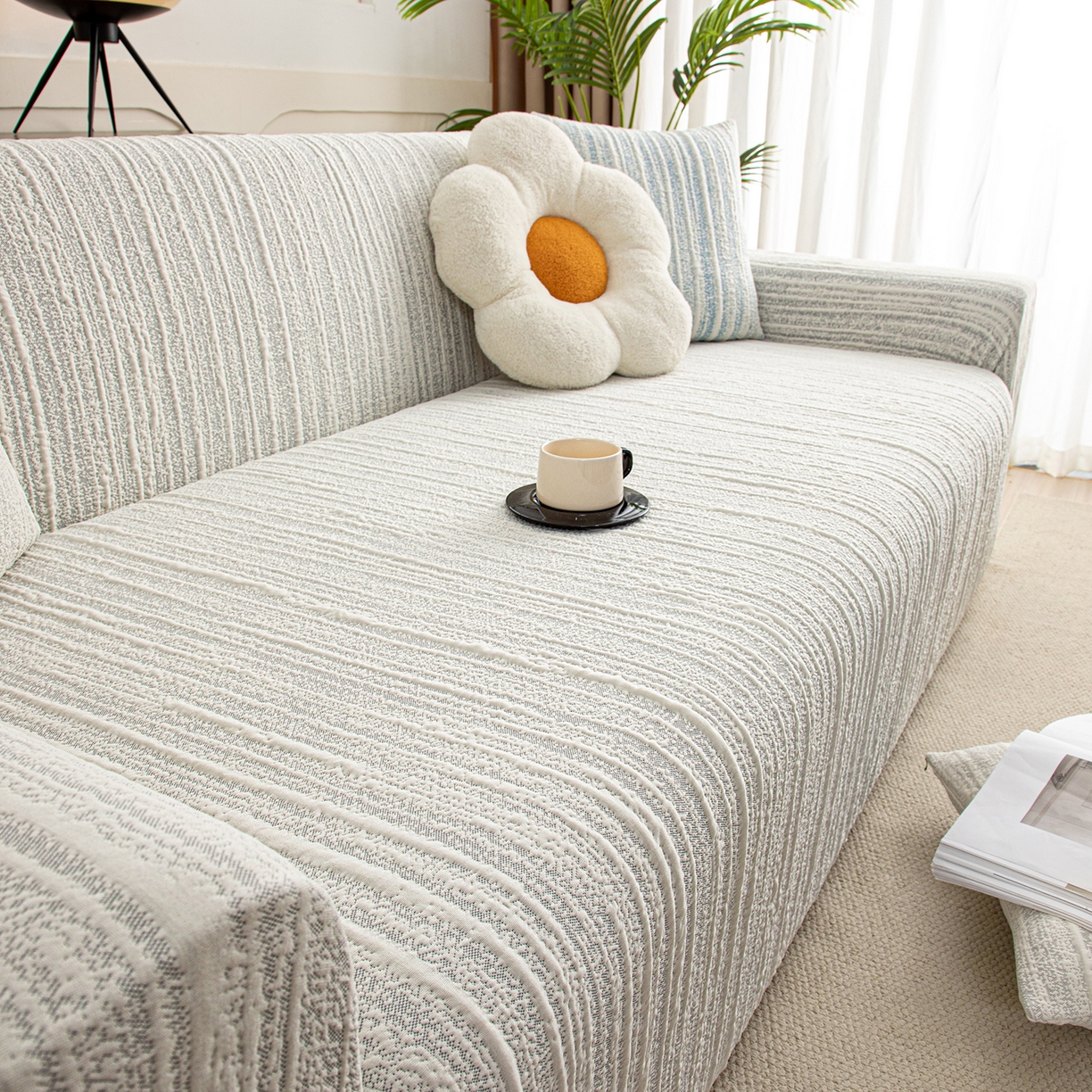 91家纺网 家纺一手货源 找家纺 沐沐家纺 2026新款星弦沙发套 星空灰