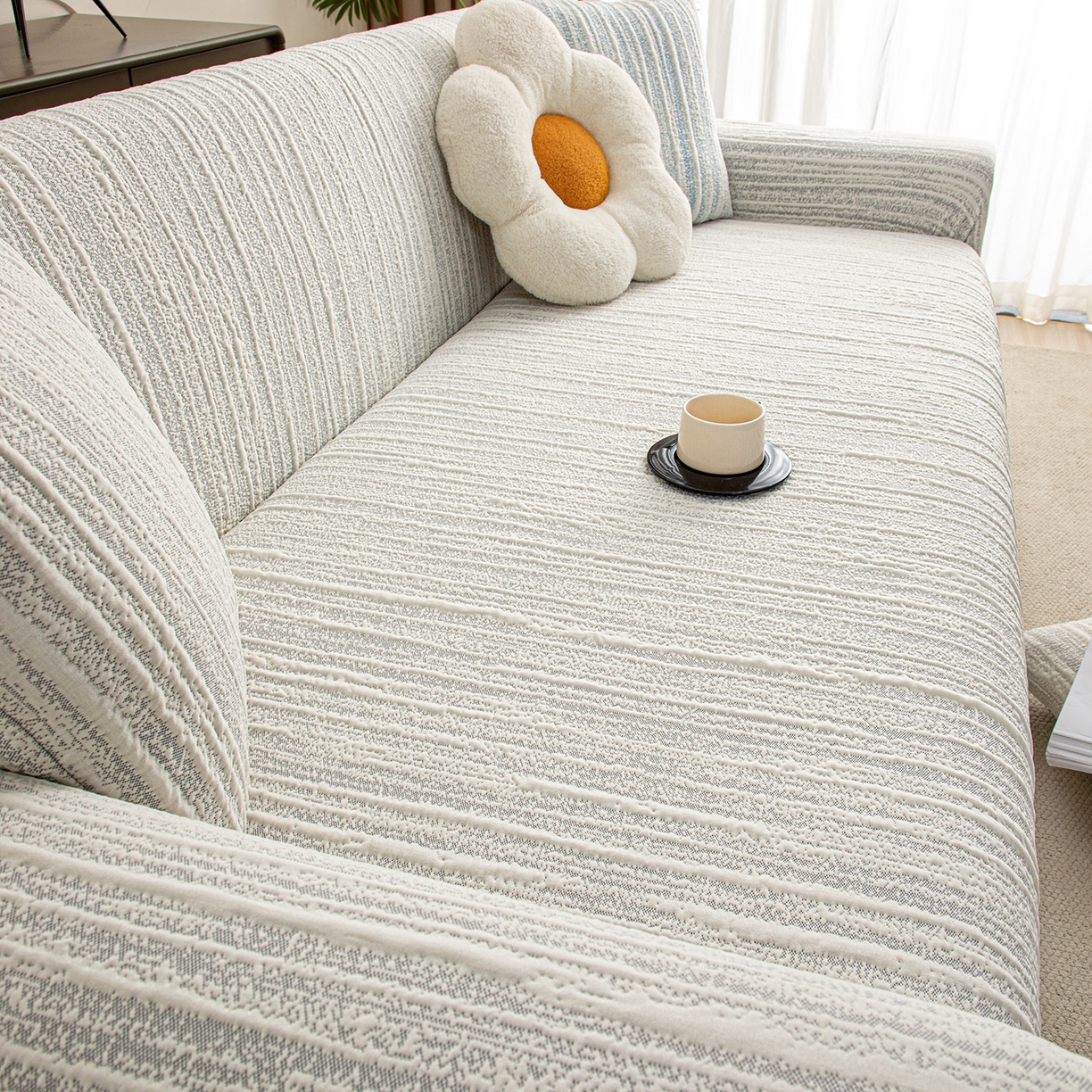 91家纺网 家纺一手货源 找家纺 沐沐家纺 2026新款星弦沙发套 星空灰