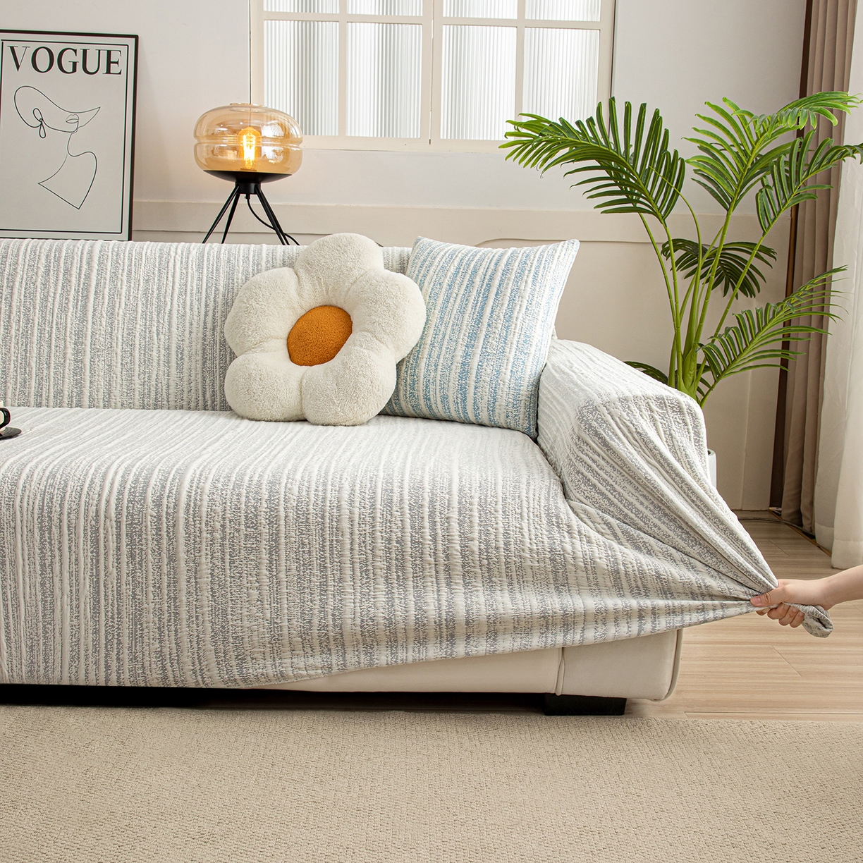 91家纺网 家纺一手货源 找家纺 沐沐家纺 2026新款星弦沙发套 星空灰