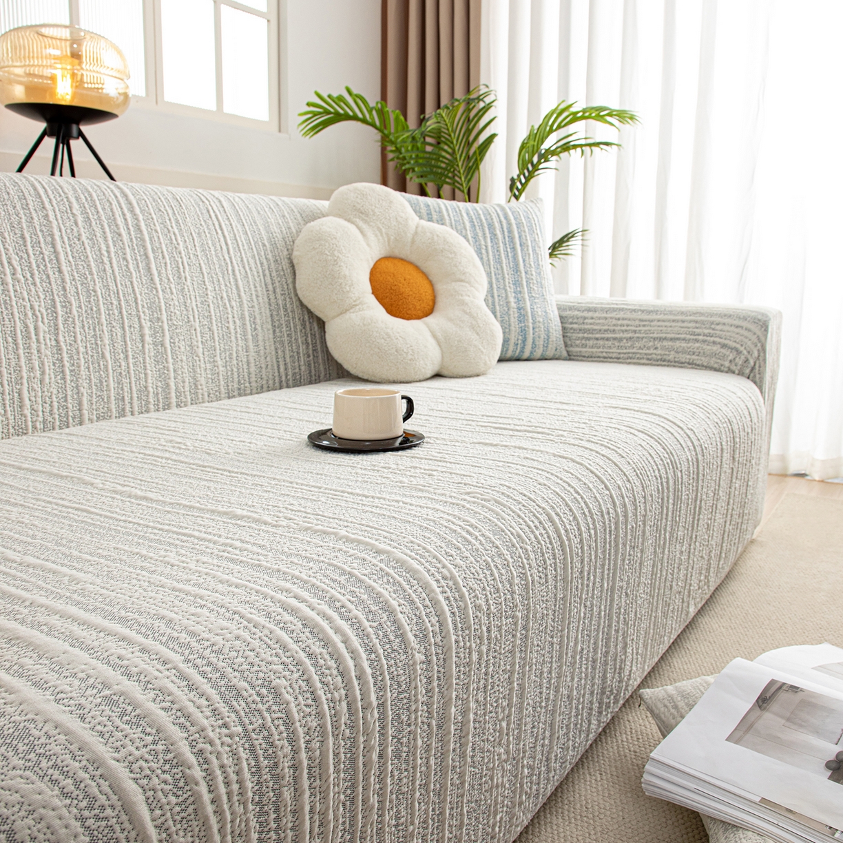 91家纺网 家纺一手货源 找家纺 沐沐家纺 2026新款星弦沙发套 星空灰