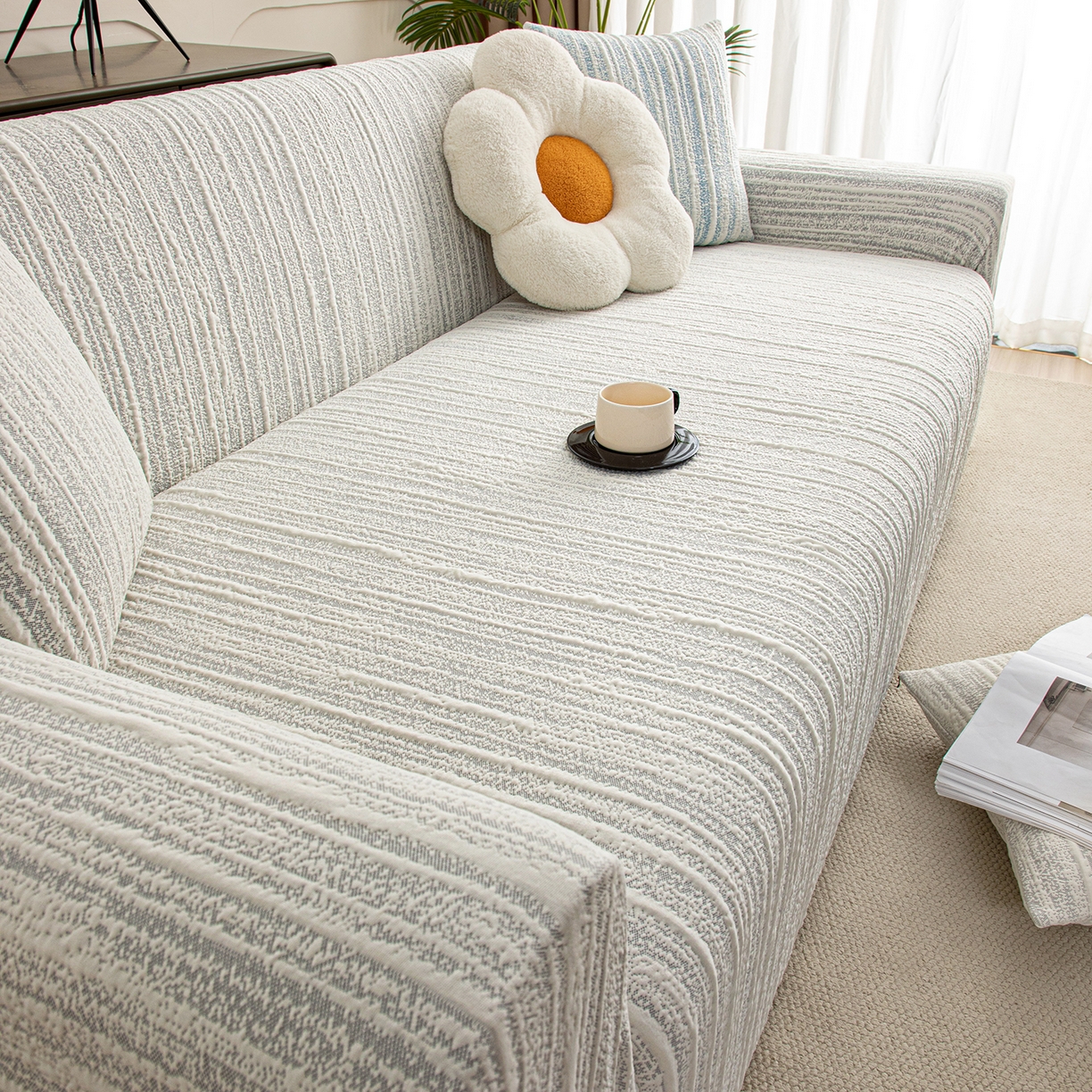 91家纺网 家纺一手货源 找家纺 沐沐家纺 2026新款星弦沙发套 星空灰