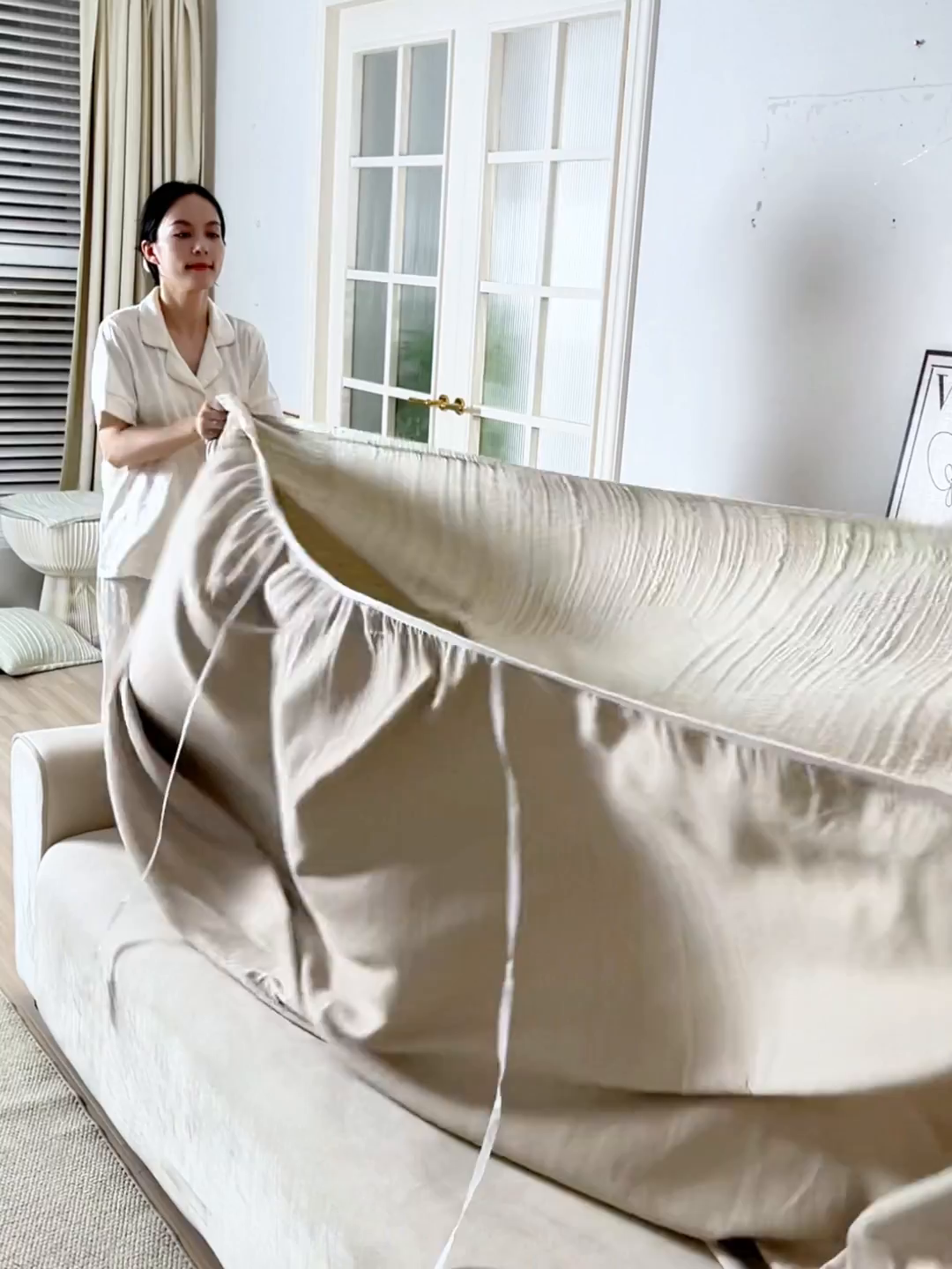 91家纺网 家纺一手货源 找家纺 沐沐家纺 2026新款星弦沙发套 星空灰