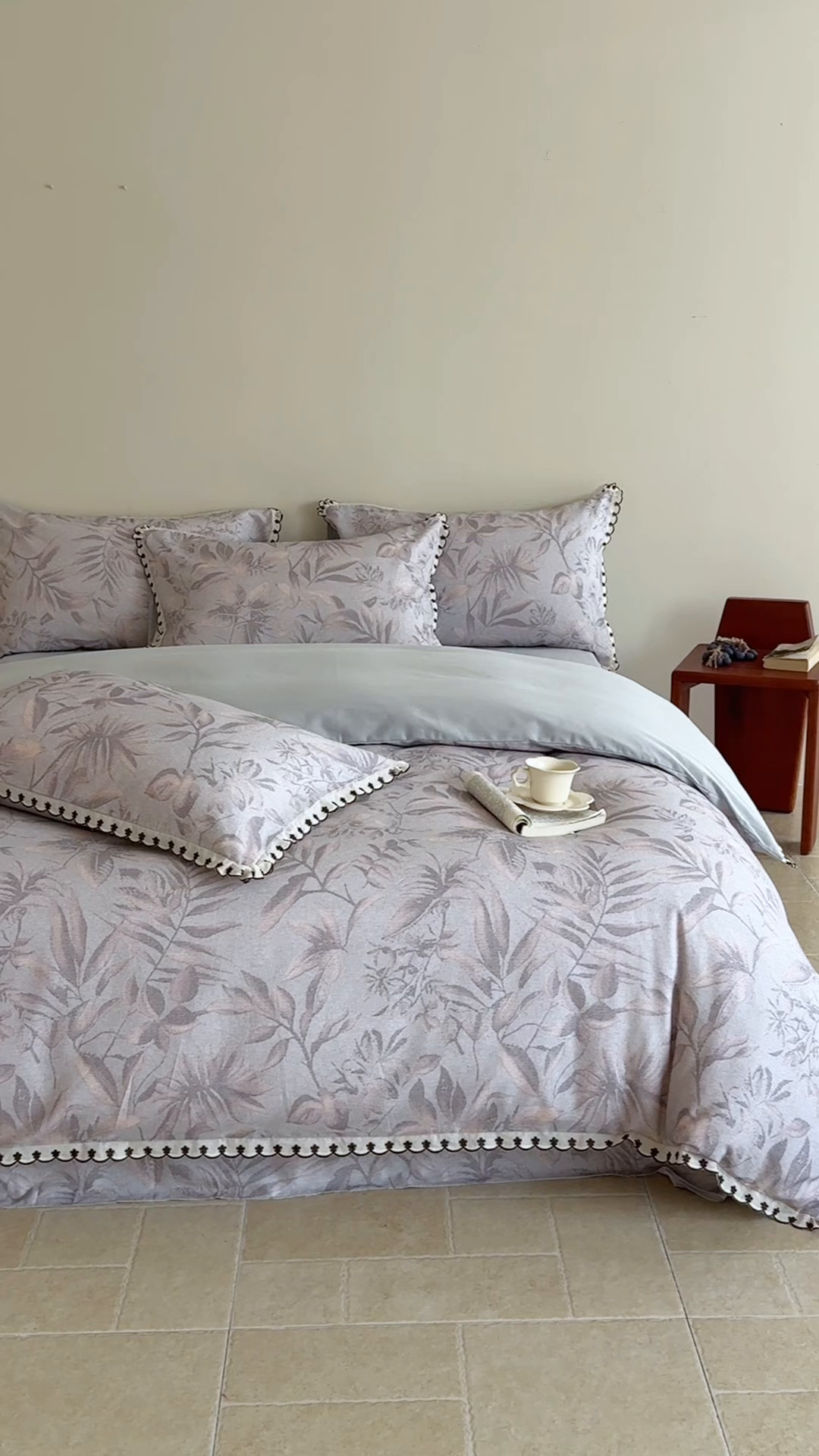 91家纺网 家纺一手货源 找家纺 （总）于果 2025新款全棉纯棉生态磨毛花边款四件套