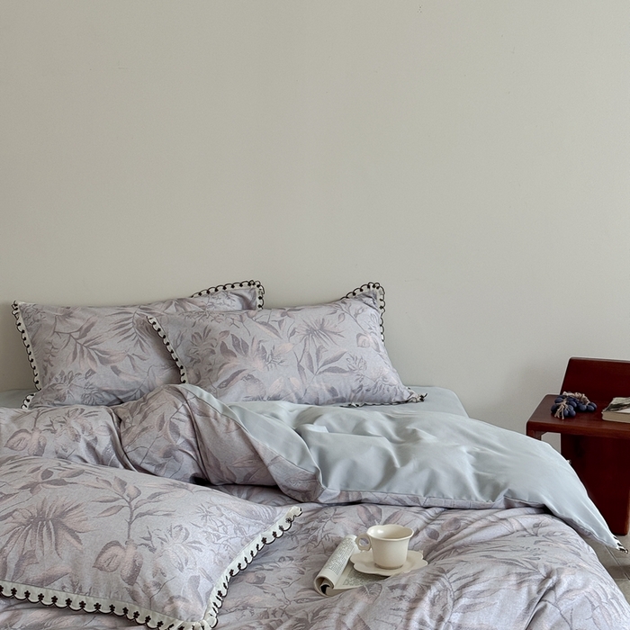 91家纺网 家纺一手货源 找家纺 （总）于果 2025新款全棉纯棉生态磨毛花边款四件套