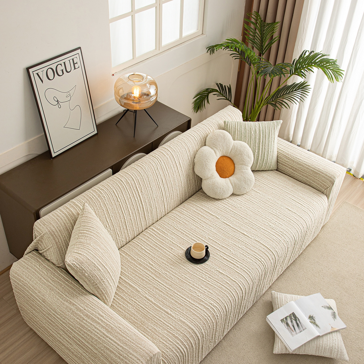 91家纺网 家纺一手货源 找家纺 沐沐家纺 2026新款星弦沙发套 浅卡其