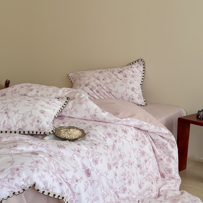 91家纺网 家纺一手货源 找家纺 （总）于果 2025新款全棉纯棉生态磨毛花边款四件套