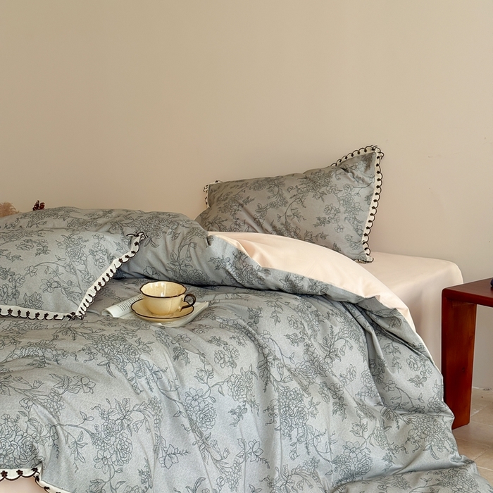 91家纺网 家纺一手货源 找家纺 （总）于果 2025新款全棉纯棉生态磨毛花边款四件套