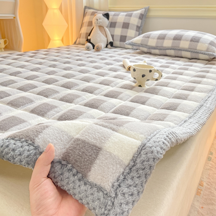 91家纺网 家纺一手货源 找家纺 正邦家纺 2025新款无印良品风羊圈绒床垫学生宿舍床褥子上下铺软垫 羊圈绒-灰格