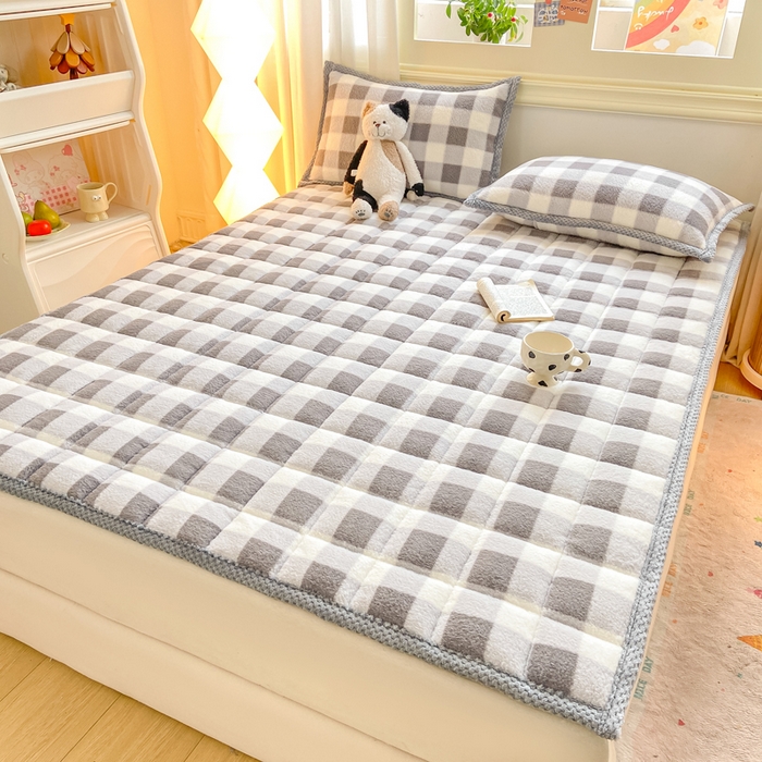 91家纺网 家纺一手货源 找家纺 正邦家纺 2025新款无印良品风羊圈绒床垫学生宿舍床褥子上下铺软垫 羊圈绒-灰格