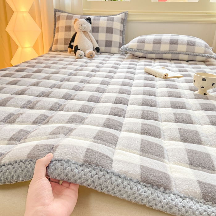 91家纺网 家纺一手货源 找家纺 正邦家纺 2025新款无印良品风羊圈绒床垫学生宿舍床褥子上下铺软垫 羊圈绒-灰格