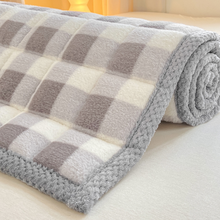 91家纺网 家纺一手货源 找家纺 正邦家纺 2025新款无印良品风羊圈绒床垫学生宿舍床褥子上下铺软垫 羊圈绒-灰格