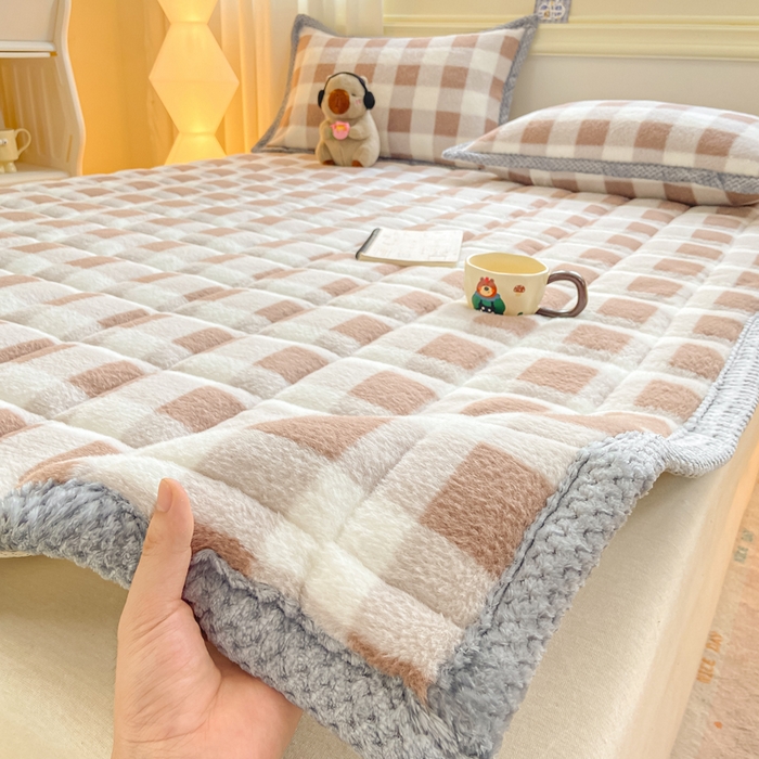 91家纺网 家纺一手货源 找家纺 正邦家纺 2025新款无印良品风羊圈绒床垫学生宿舍床褥子上下铺软垫 羊圈绒-咖格