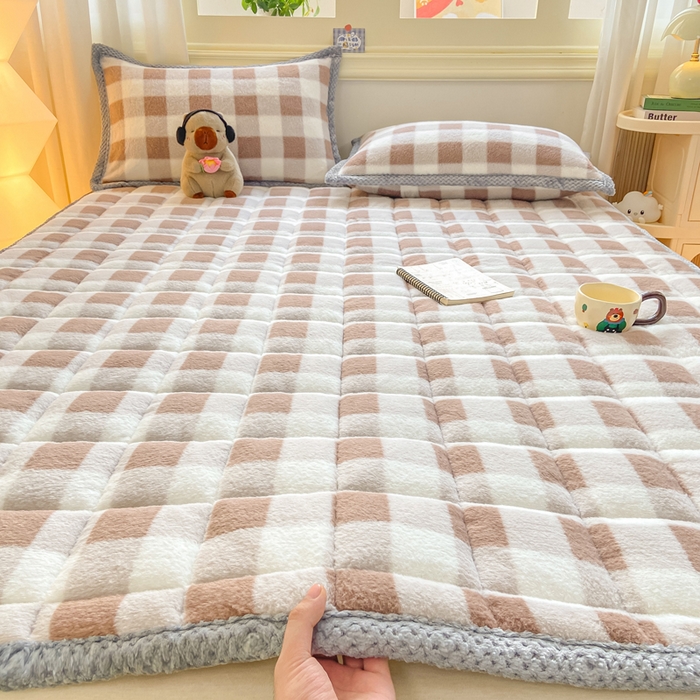 91家纺网 家纺一手货源 找家纺 正邦家纺 2025新款无印良品风羊圈绒床垫学生宿舍床褥子上下铺软垫 羊圈绒-咖格