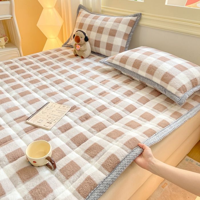 91家纺网 家纺一手货源 找家纺 正邦家纺 2025新款无印良品风羊圈绒床垫学生宿舍床褥子上下铺软垫 羊圈绒-咖格