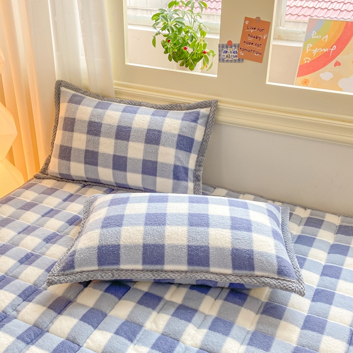 91家纺网 家纺一手货源 找家纺 正邦家纺 2025新款无印良品风羊圈绒床垫学生宿舍床褥子上下铺软垫 羊圈绒-蓝格