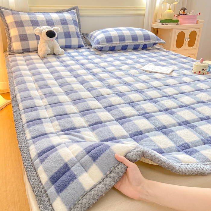 正邦家纺 2025新款无印良品风羊圈绒床垫学生宿舍床褥子上下铺软垫 羊圈绒-蓝格