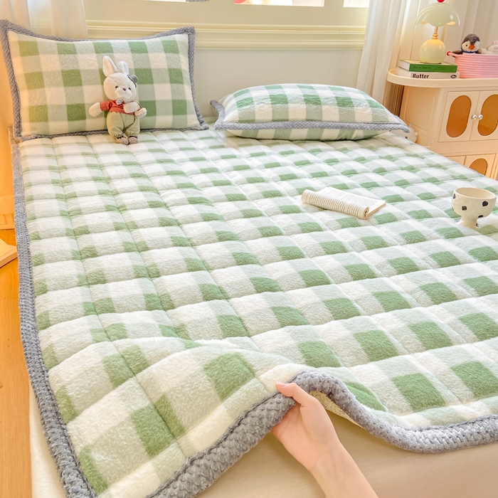 正邦家纺 2025新款无印良品风羊圈绒床垫学生宿舍床褥子上下铺软垫 羊圈绒-绿格