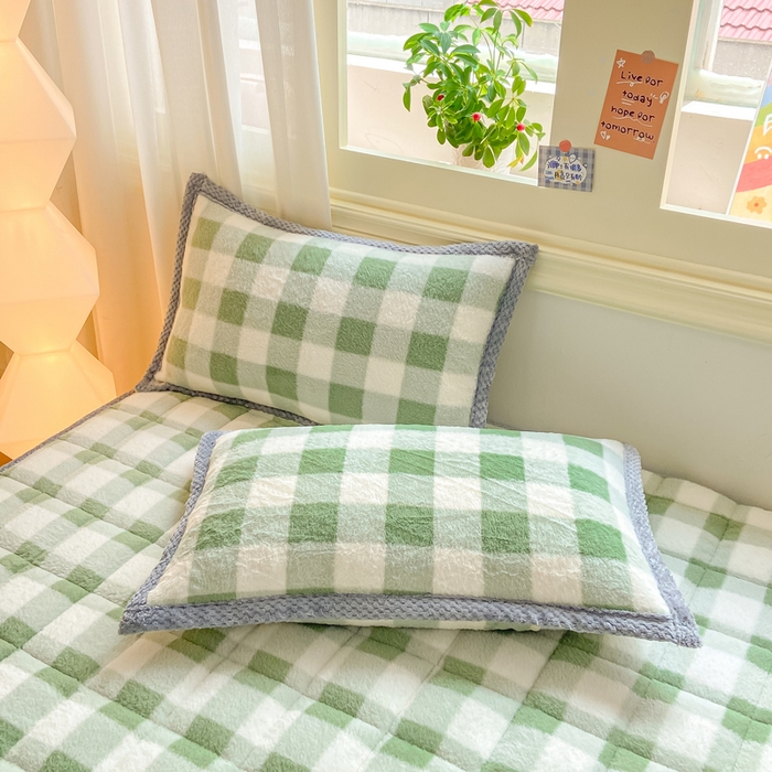 91家纺网 家纺一手货源 找家纺 正邦家纺 2025新款无印良品风羊圈绒床垫学生宿舍床褥子上下铺软垫 羊圈绒-绿格