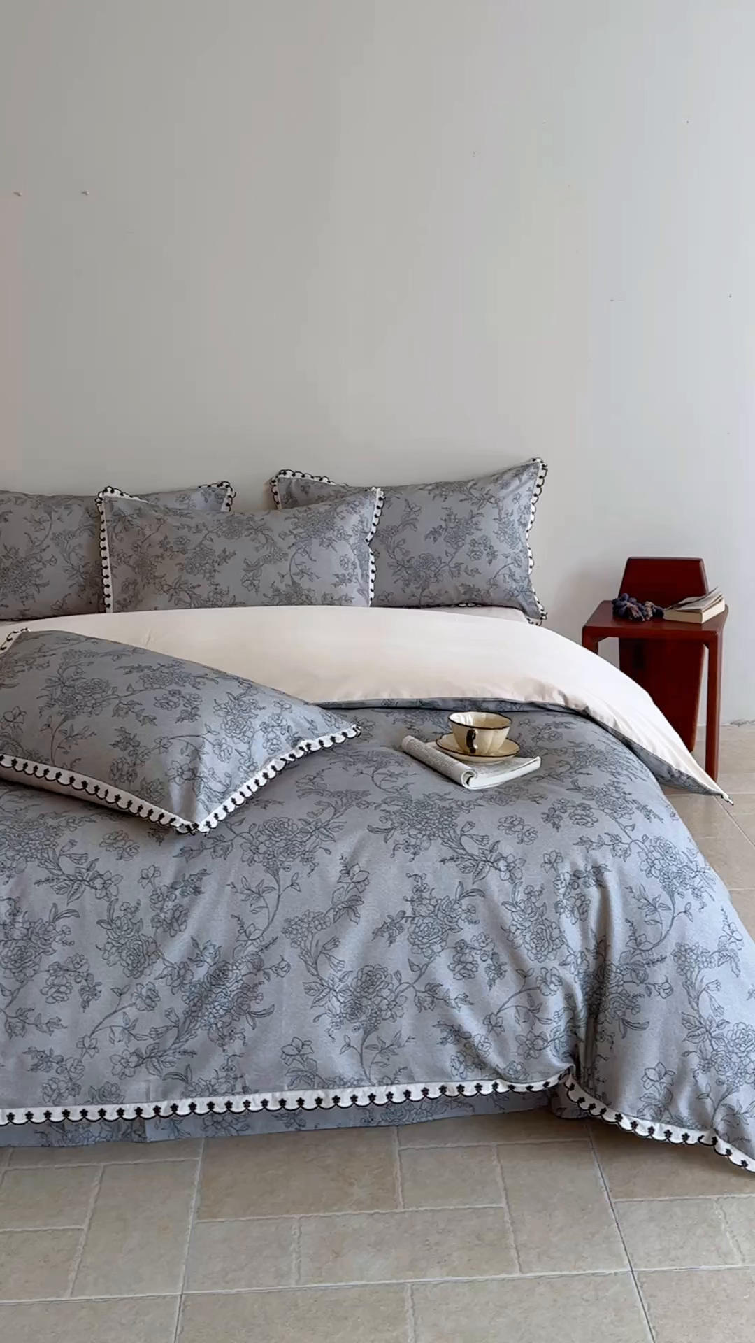 91家纺网 家纺一手货源 找家纺 于果 2025新款全棉纯棉生态磨毛花边款四件套 花眠绿