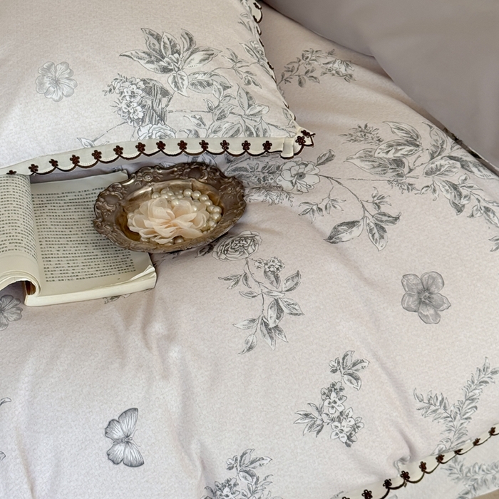 91家纺网 家纺一手货源 找家纺 于果 2025新款全棉纯棉生态磨毛花边款四件套 花绮米