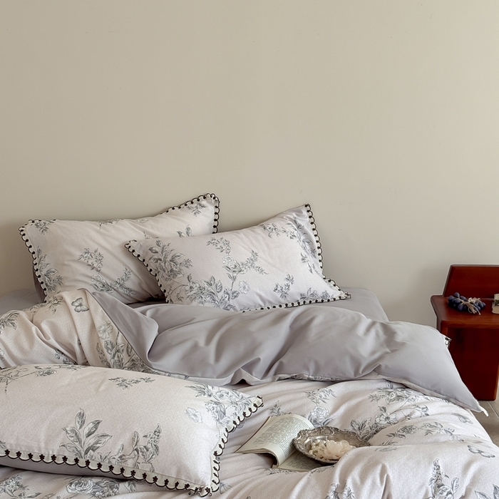 91家纺网 家纺一手货源 找家纺 于果 2025新款全棉纯棉生态磨毛花边款四件套 花绮米