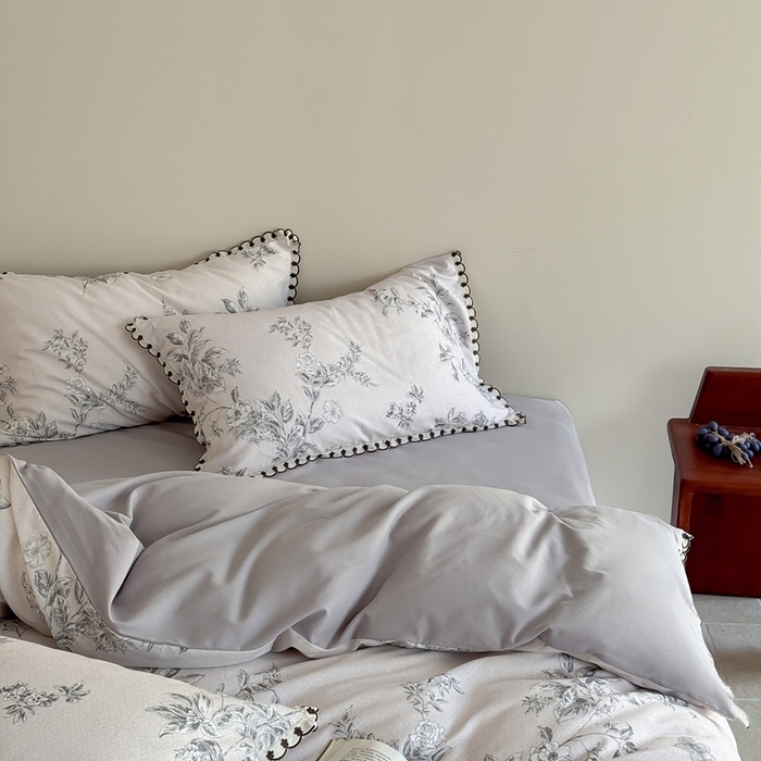 91家纺网 家纺一手货源 找家纺 于果 2025新款全棉纯棉生态磨毛花边款四件套 花绮米