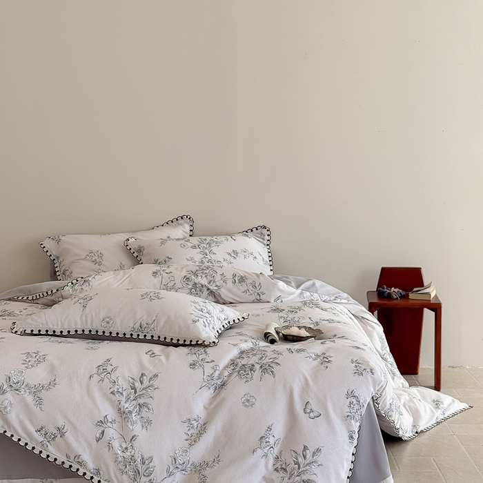 91家纺网 家纺一手货源 找家纺 于果 2025新款全棉纯棉生态磨毛花边款四件套 花绮米