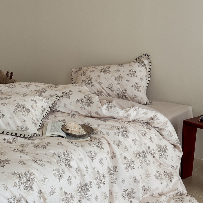 于果 2025新款全棉纯棉生态磨毛花边款四件套 雷雅