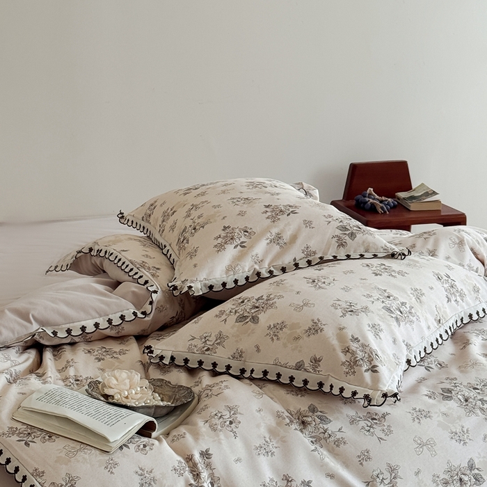 91家纺网 家纺一手货源 找家纺 于果 2025新款全棉纯棉生态磨毛花边款四件套 雷雅