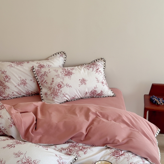 91家纺网 家纺一手货源 找家纺 于果 2025新款全棉纯棉生态磨毛花边款四件套 秘密花园