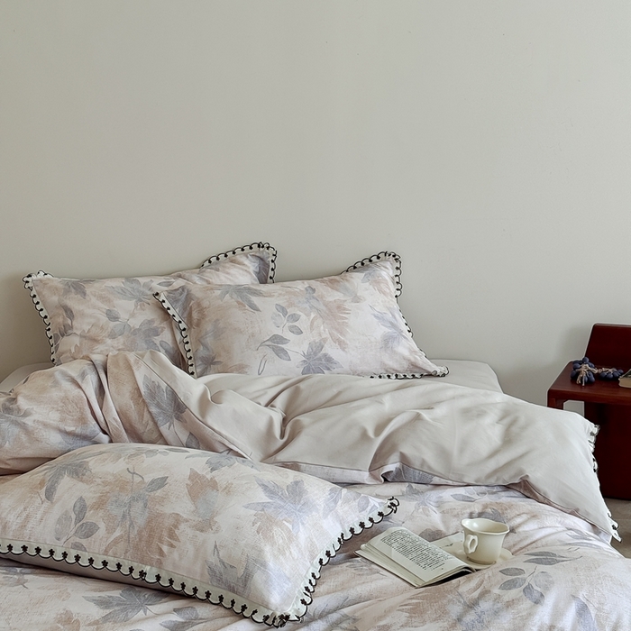 91家纺网 家纺一手货源 找家纺 于果 2025新款全棉纯棉生态磨毛花边款四件套 晚风集