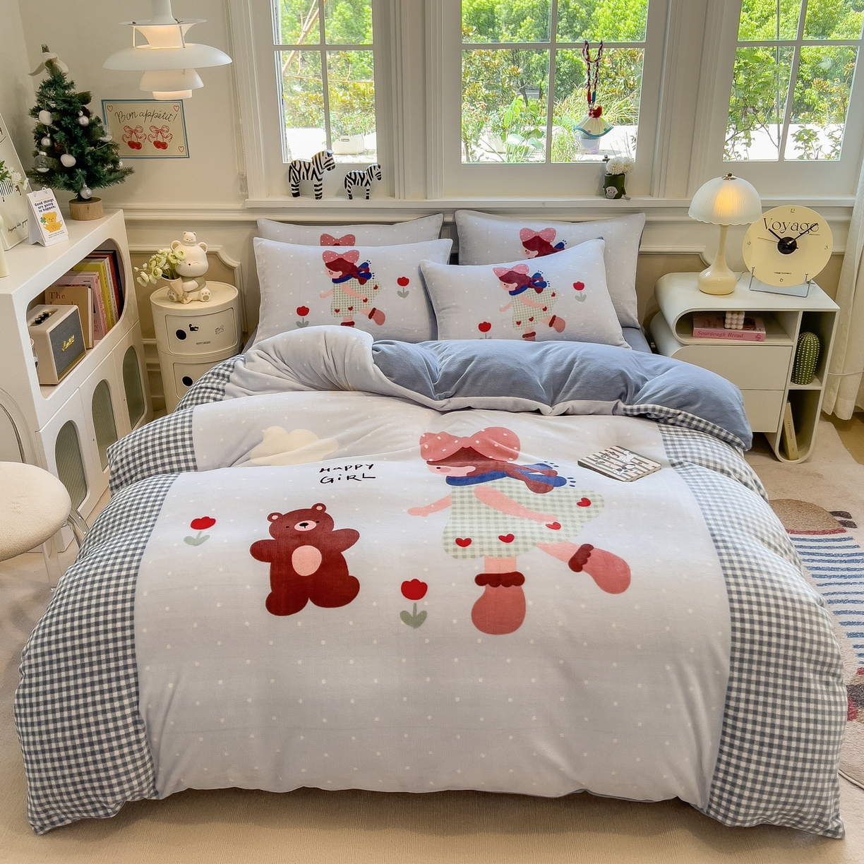 91家纺网 家纺一手货源 找家纺 丝羽坊 2025新款A类大版牛奶绒印花四件套 甜美公主