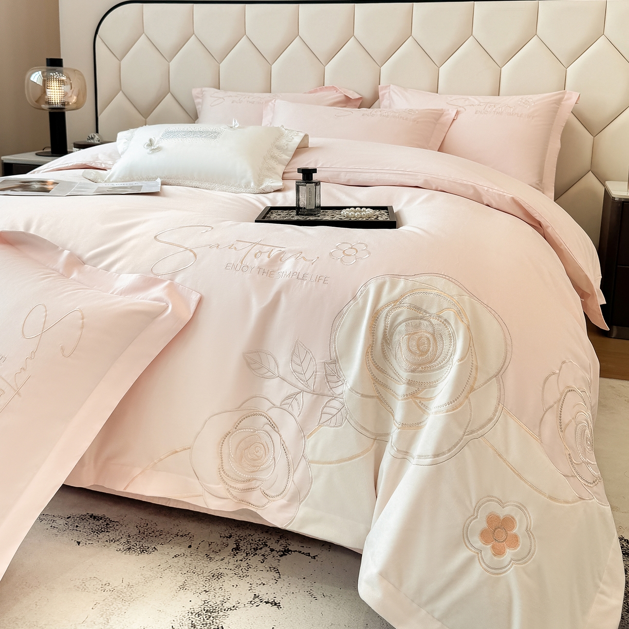 91家纺网 家纺一手货源 找家纺 （总）奥汀洛家纺 2025新款全棉纯棉贴布绣四件套-繁花