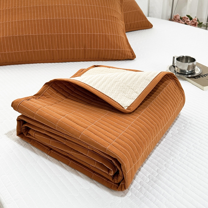 91家纺网 家纺一手货源 找家纺 拾小柒 2025新款纯色全棉色织水洗棉防水隔尿床护垫床盖 焦糖色