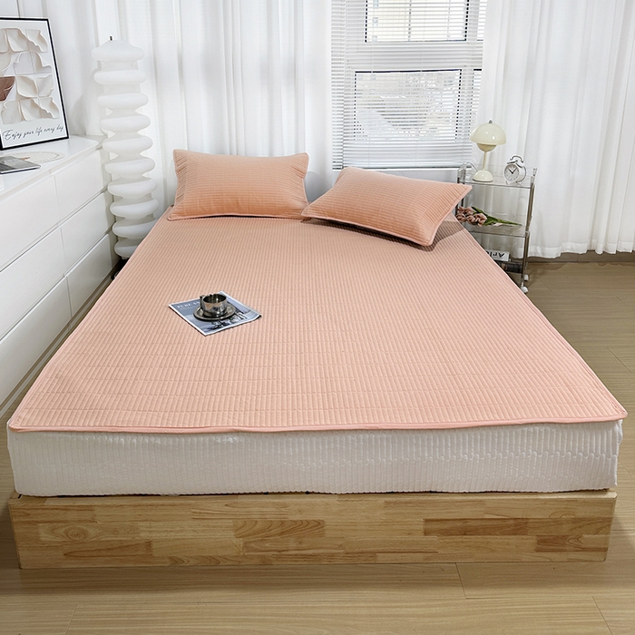 91家纺网 家纺一手货源 找家纺 （总）拾小柒 2025新款纯色全棉色织水洗棉防水隔尿床护垫床盖