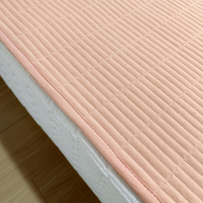 91家纺网 家纺一手货源 找家纺 拾小柒 2025新款纯色全棉色织水洗棉防水隔尿床护垫床盖 粉玉色