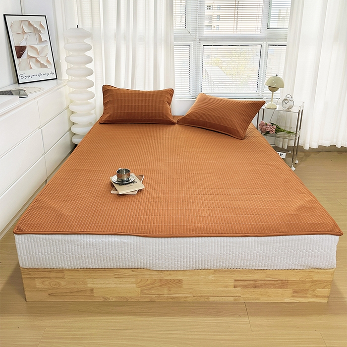 91家纺网 家纺一手货源 找家纺 （总）拾小柒 2025新款纯色全棉色织水洗棉防水隔尿床护垫床盖