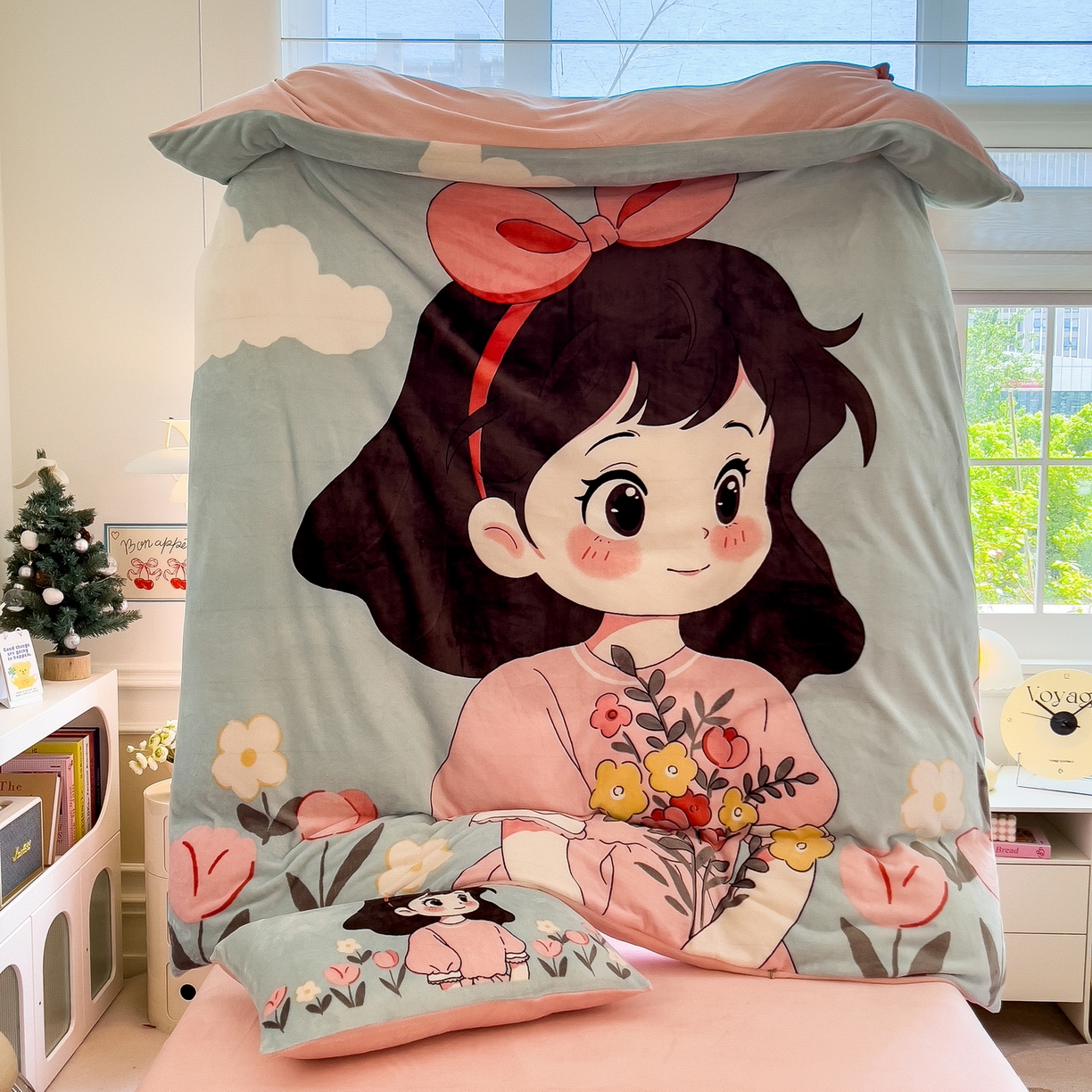 91家纺网 家纺一手货源 找家纺 丝羽坊 2025新款A类大版牛奶绒印花四件套 爱丽丝