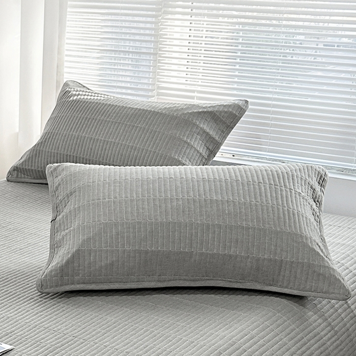 拾小柒 2025新款纯色全棉色织水洗棉防水防头油枕套 青灰色