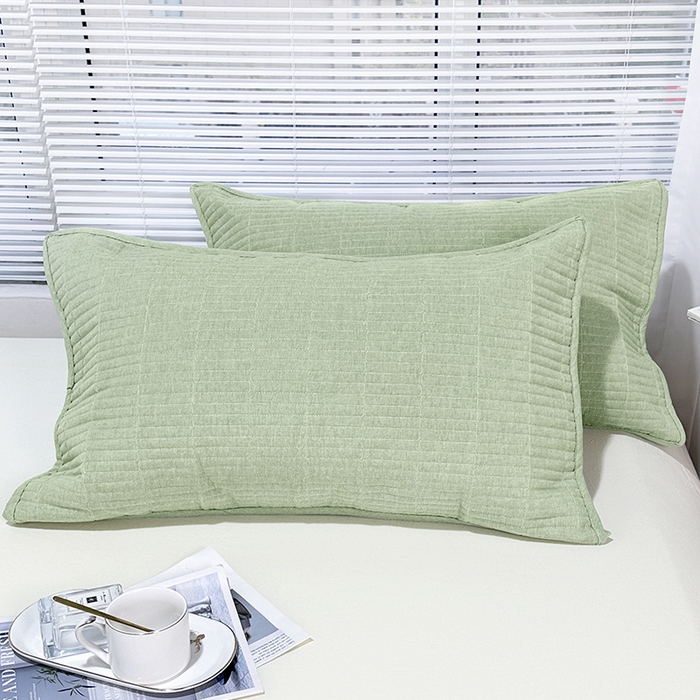 91家纺网 家纺一手货源 找家纺 拾小柒 2025新款纯色全棉色织水洗棉防水防头油枕套 浅绿色