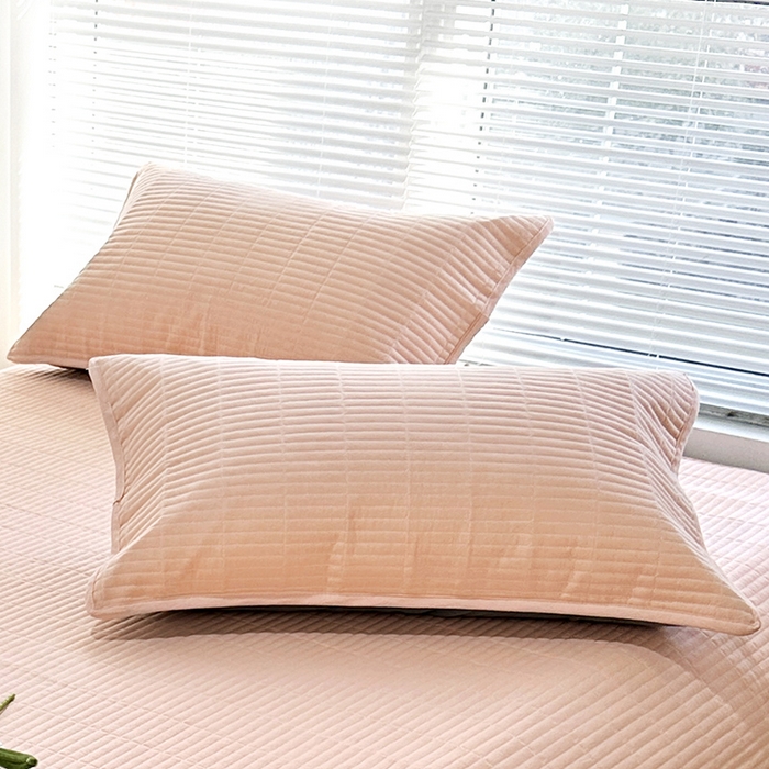 拾小柒 2025新款纯色全棉色织水洗棉防水防头油枕套 粉玉色