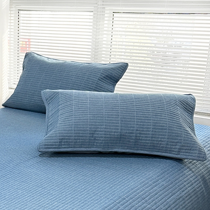 拾小柒 2025新款纯色全棉色织水洗棉防水防头油枕套 牛仔蓝