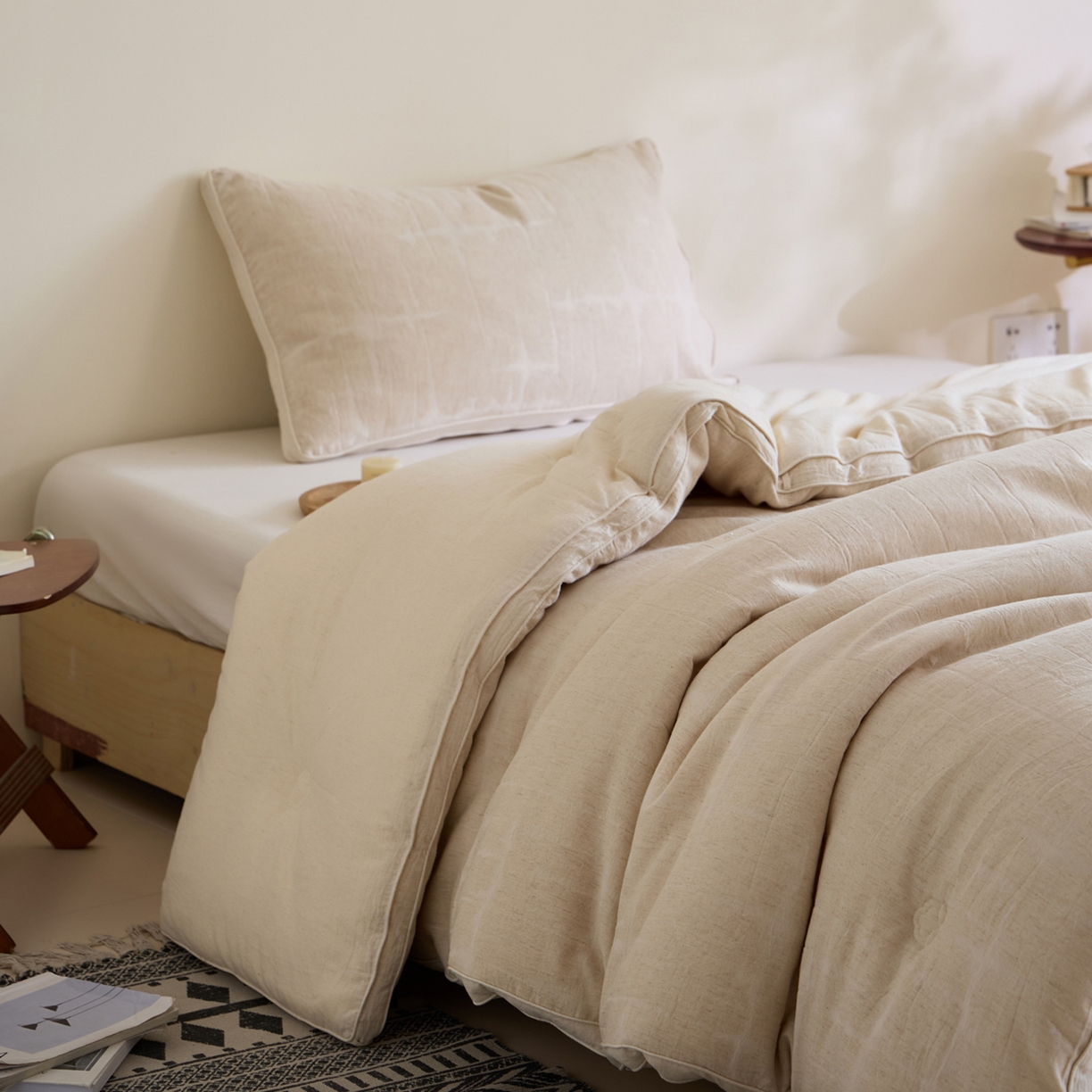 91家纺网 家纺一手货源 找家纺 一加一 2025新款棉麻大提花抗菌被子被芯 无限之光