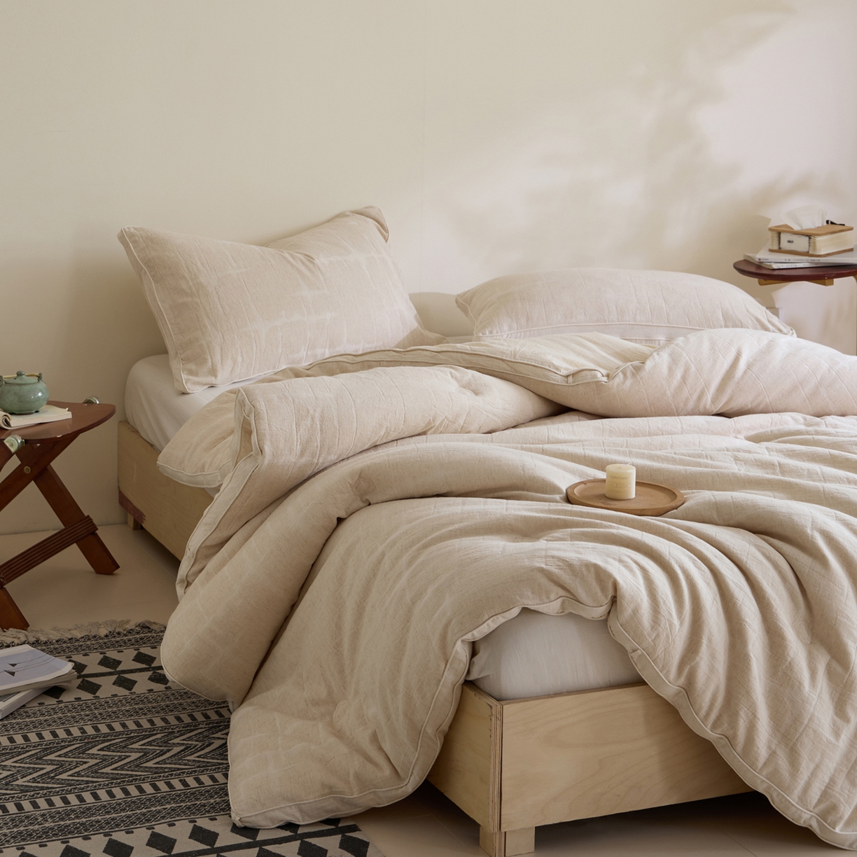 91家纺网 家纺一手货源 找家纺 一加一 2025新款棉麻大提花抗菌被子被芯 无限之光