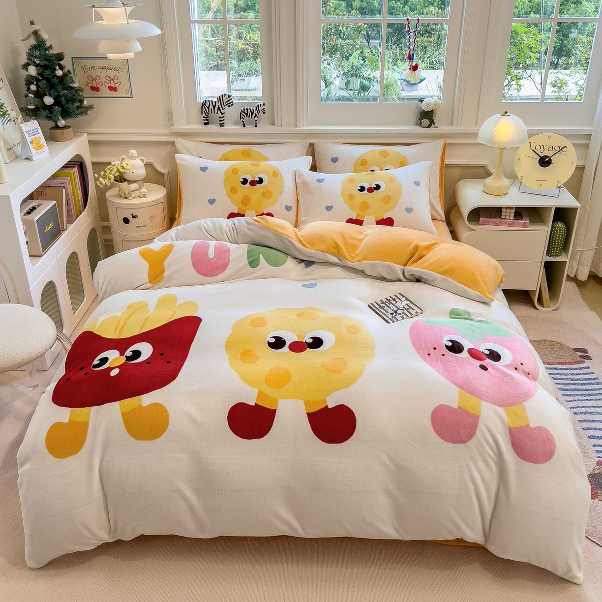 91家纺网 家纺一手货源 找家纺 丝羽坊 2025新款A类大版牛奶绒印花四件套 甜甜圈