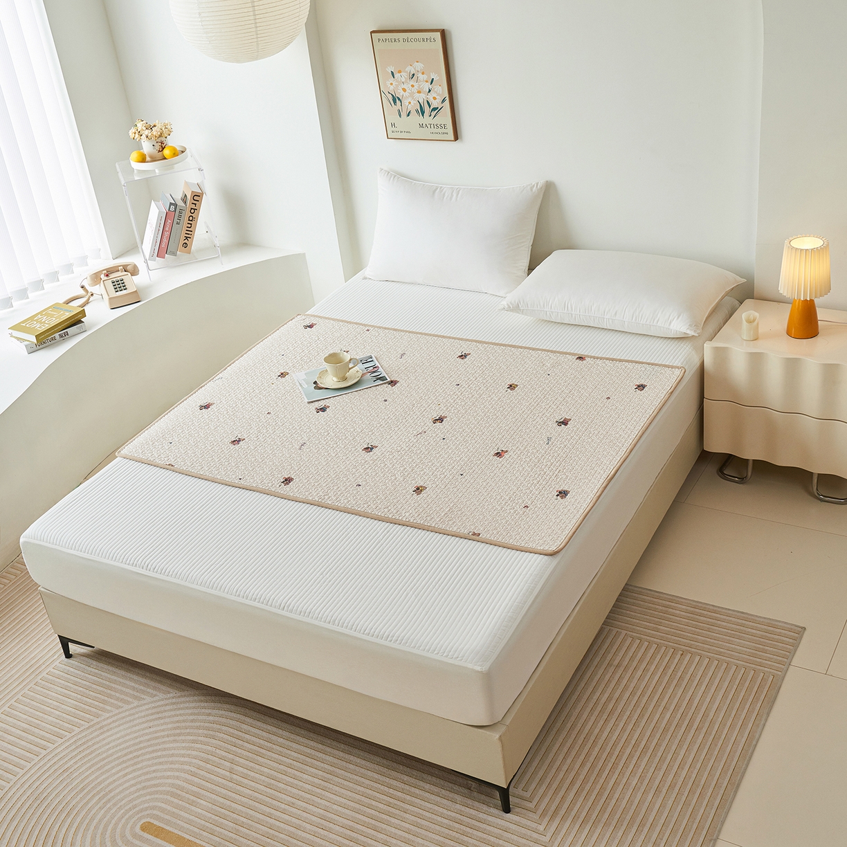 91家纺网 家纺一手货源 找家纺 拾小柒 2025年新款全棉双层纱防水隔脏姨妈垫护理垫隔尿垫 格子狗米（透气款）