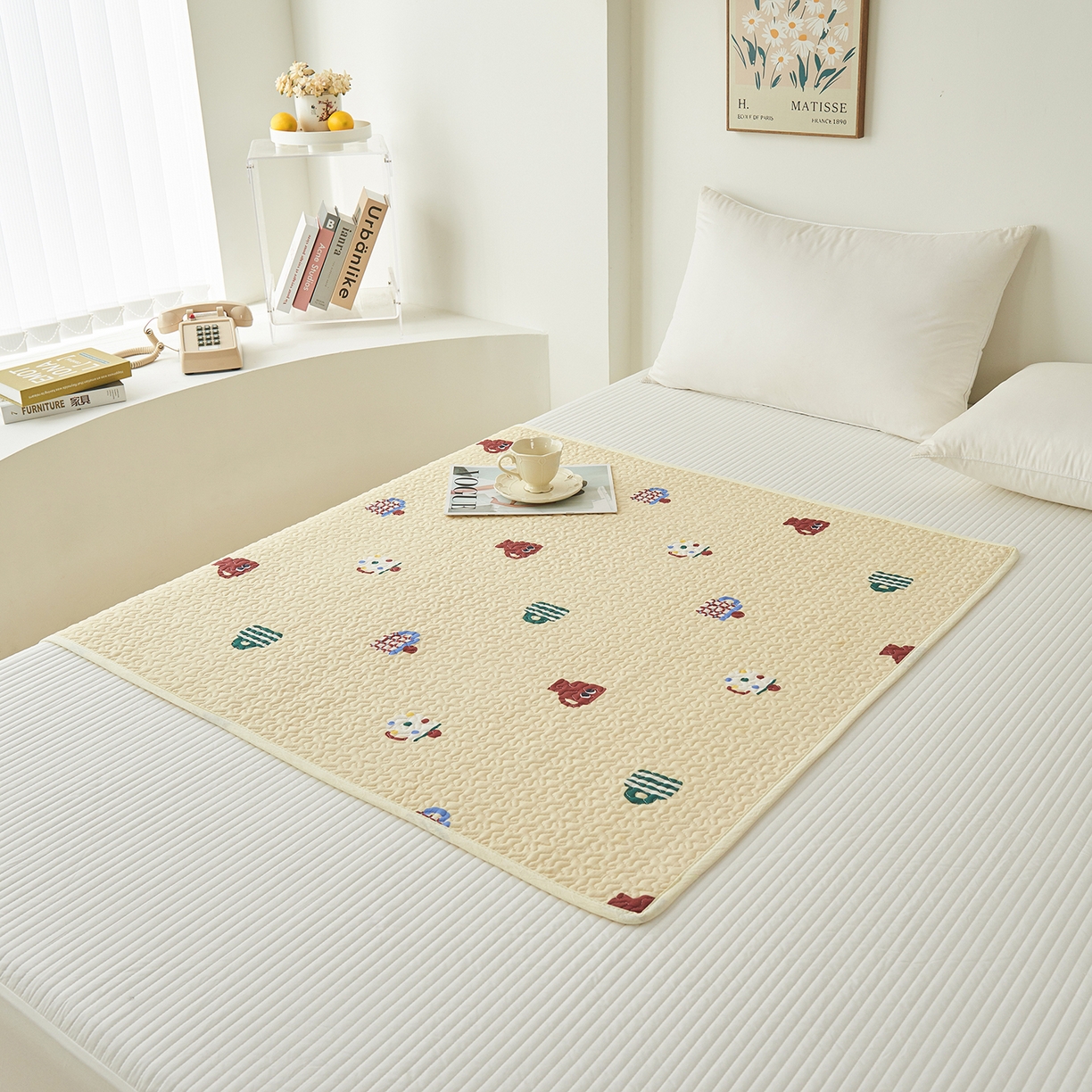 91家纺网 家纺一手货源 找家纺 拾小柒 2025年新款全棉双层纱防水隔脏姨妈垫护理垫隔尿垫 彩色杯黄（透气款）