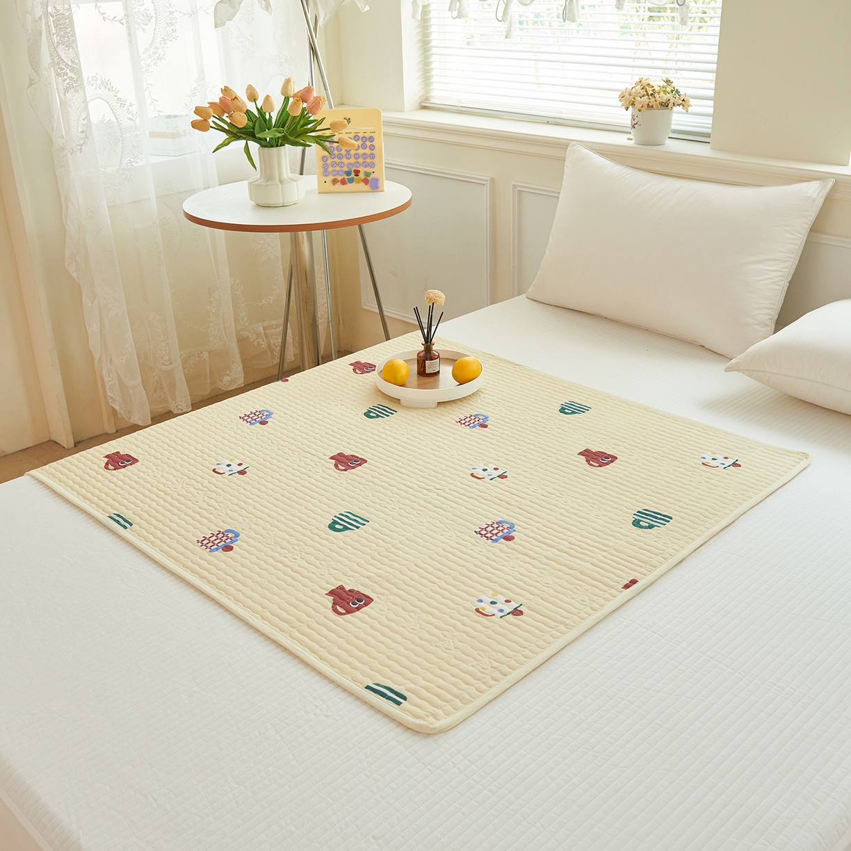 91家纺网 家纺一手货源 找家纺 拾小柒 2025年新款全棉双层纱防水隔脏姨妈垫护理垫隔尿垫 彩色杯黄（防水款）