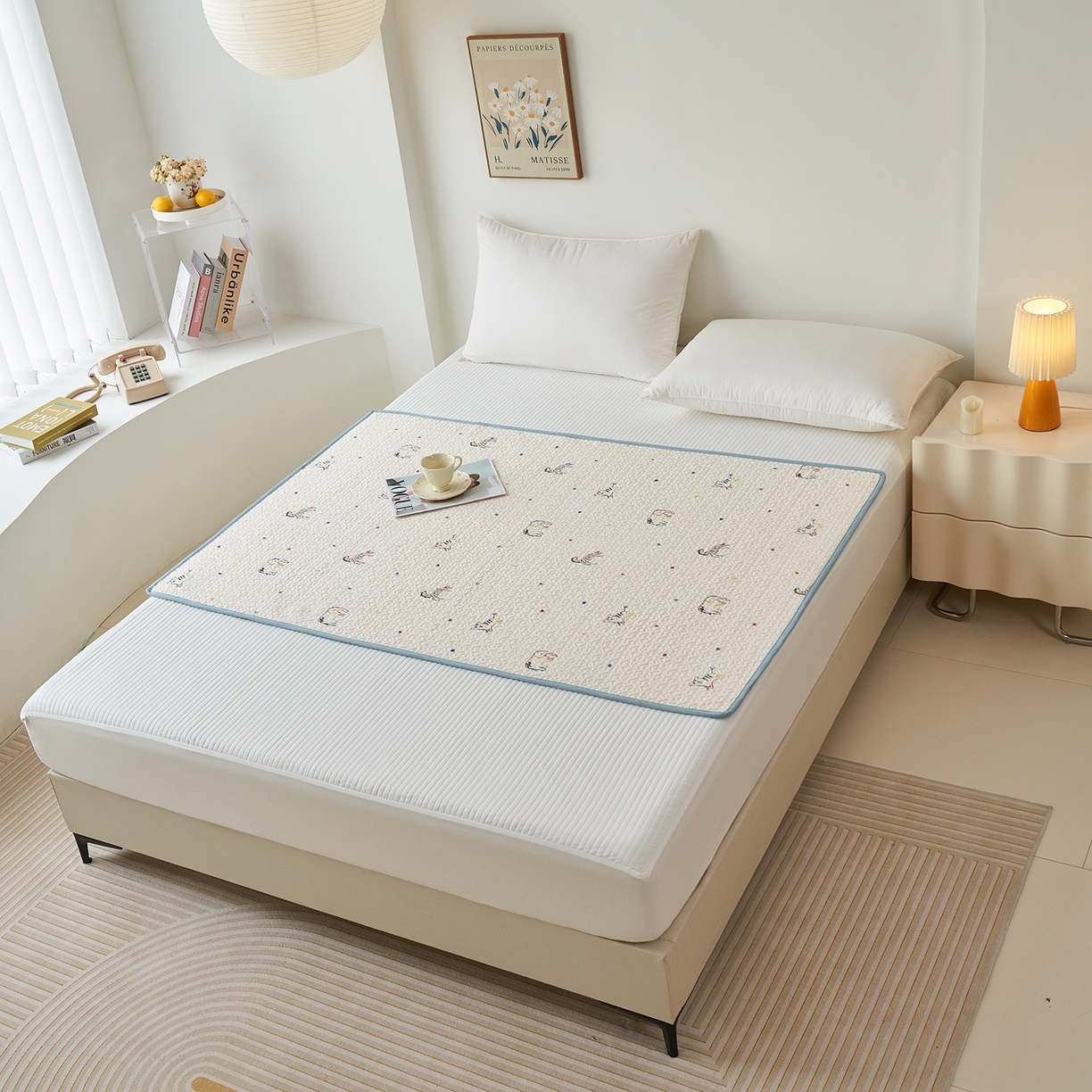 91家纺网 家纺一手货源 找家纺 拾小柒 2025年新款全棉双层纱防水隔脏姨妈垫护理垫隔尿垫 七彩童年（透气款）