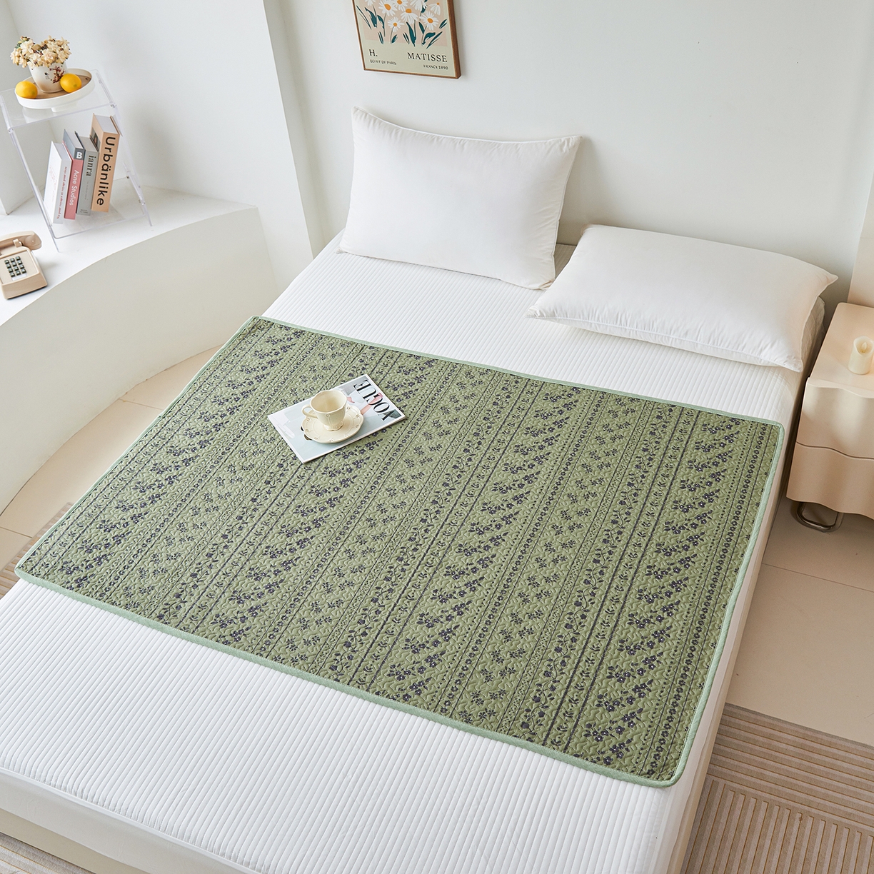 91家纺网 家纺一手货源 找家纺 拾小柒 2025年新款全棉双层纱防水隔脏姨妈垫护理垫隔尿垫 爱丽丝花园（透气款）